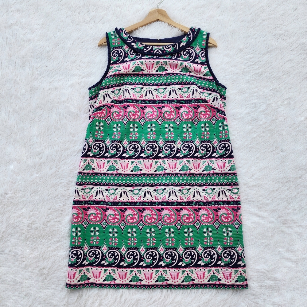 Talbots Knee Length Fringe Trim Sleeveless‎ Sheath Dress